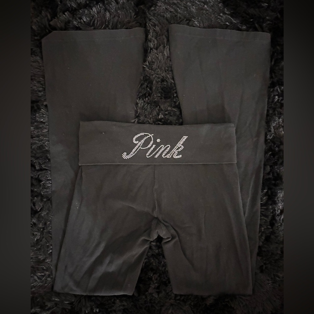 PINK Embellished Black Yoga Pants